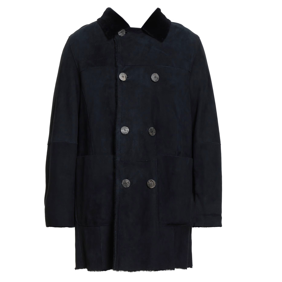 意大利顶吉 超一线 S 秋冬 纳帕深蓝色羔羊皮 长款 皮毛一体皮衣