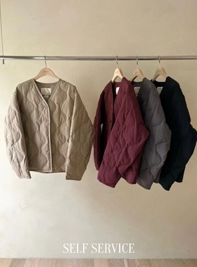 现折 25秋冬款韩国东大门self service保暖V领轻薄款羽绒服外套女