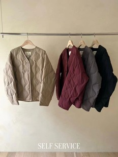 现折 25秋冬款韩国东大门self service保暖V领轻薄款羽绒服外套女