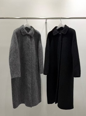 现 25冬款韩国东大门woodsage翻领单排扣中长款羊毛大衣毛呢外套