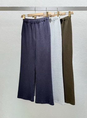 现 25秋冬季新款韩国东大门STATEMENT松紧腰显瘦纯色华夫格休闲裤