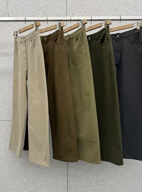 现折 25秋冬新款韩国东大门AT THE BAGEL时尚复古阔腿直筒休闲裤