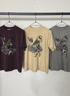 现 25秋季新款韩国东大门VISUAL SPACE圆领女超人图案半袖T恤