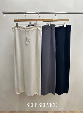 现折 25秋款韩国东大门SELF SERVICE休闲卫衣裙后开叉长裙半身裙