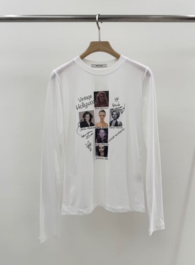 现 26春季新款韩国东大门REPELLER休闲百搭时尚印花T恤长袖打底衫