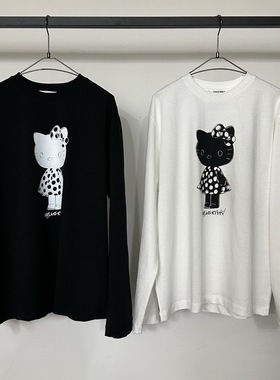 现 25秋季新款韩国东大门VISUAL SPACE百搭小猫图案印花长袖T恤