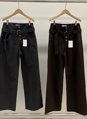 现折 25秋冬新款韩国东大门mohhe复古气质高腰小众设计直筒休闲裤