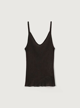 现 26春季新款韩国东大门mohhe百搭简约纯色罗纹针织吊带背心