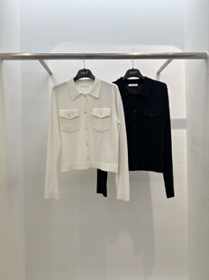 现韩国东大门26春夏新款 口袋翻领小香风长袖 针织开衫 女 edit薄款