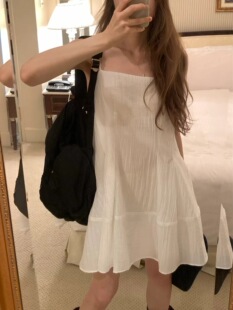 现 韩国东大门26夏季新款ounce法式减龄肌理感吊带连衣裙女
