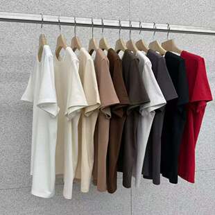 现 26春季新款韩国东大门AT THE BAGEL百搭休闲纯色舒适短袖T恤