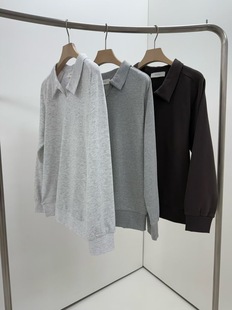 现 26春季新款韩国东大门architekt百搭简约翻领长袖卫衣T恤