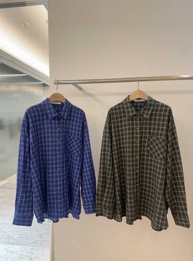 现 25秋季新款韩国东大门DeVENTI小格子翻领长袖衬衫女