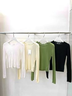 现 26春季新款韩国东大门Better时尚百搭波浪边打底衫T恤