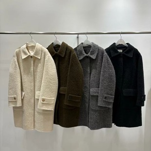 现 折25秋冬季新款韩国东大门wood sage女复古双兜羊毛大衣外套
