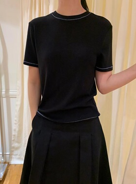 折现 25秋冬季新款韩国东大门MOHHE时尚百搭宽松圆领套头短袖T恤