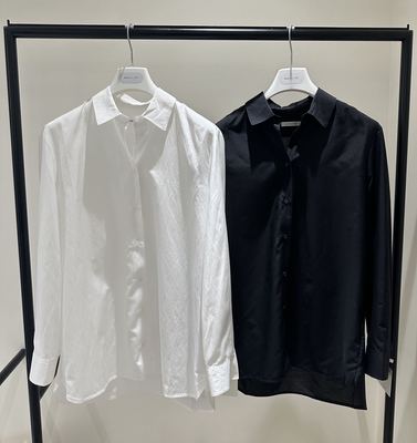 现 25秋新款韩国东大门masculine百搭洋气纯色翻领 宽松系扣衬衫