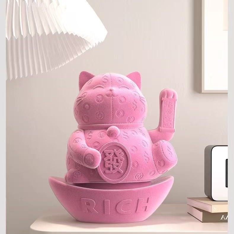 招财猫摆件自动招手皮质纹理存钱罐店铺前台喜庆发财猫开业礼物正,家居饰品,桌面摆件,淘宝优惠券,粉丝福利购,淘宝优惠卷