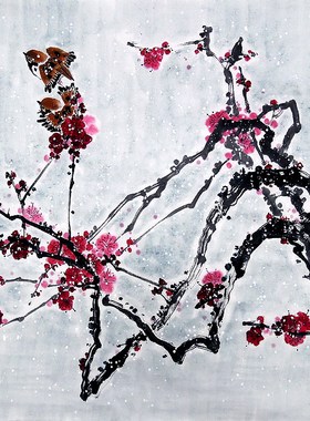 【画艺佳.字画书画】C27009孙艺群写意花鸟国画.寒香图.四尺斗方