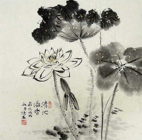 【画艺佳字画书画】C27208陈石纯手绘宣纸花鸟国画.荷花.三尺斗方