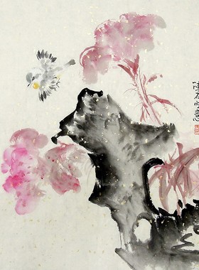 【画艺佳字画书画】C27244陈石手绘宣纸花鸟国画.高秋图.三尺斗方