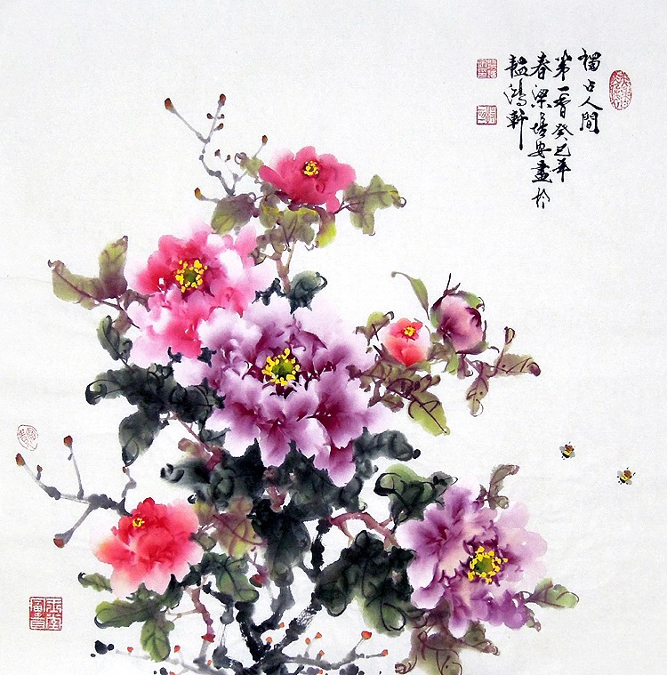 【画艺佳.字画书画】c24097国画.手绘写意花鸟.精品牡丹.四尺斗方