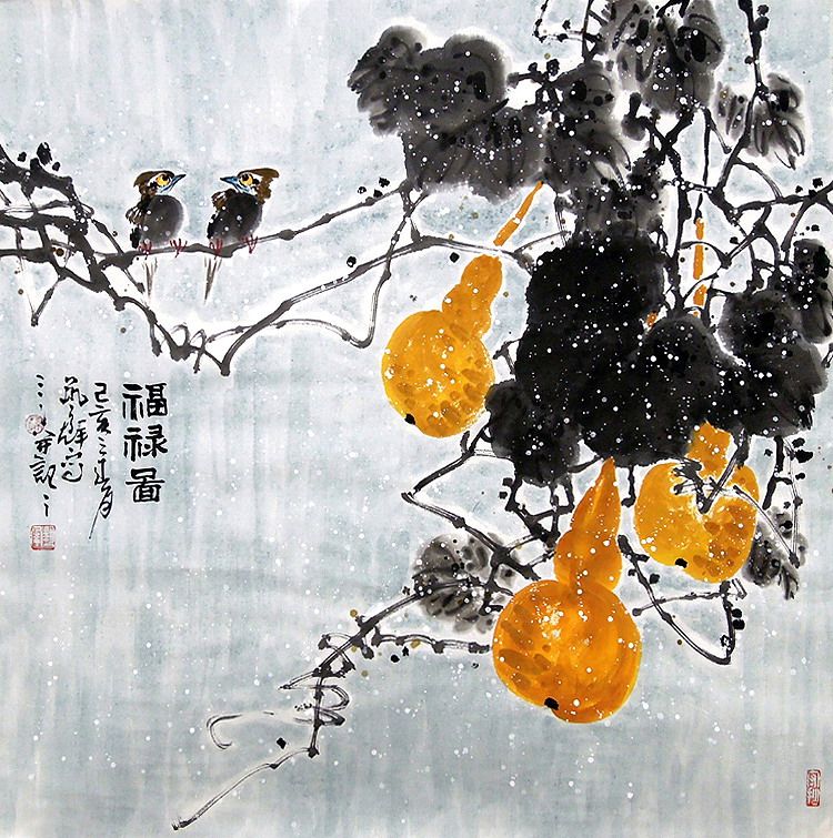 【画艺佳.字画书画】C26997孙艺群写意花鸟国画.福禄图.四尺斗方