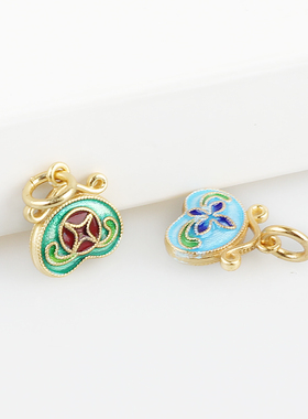 diy镀金烧蓝钱袋手链耳环吊坠