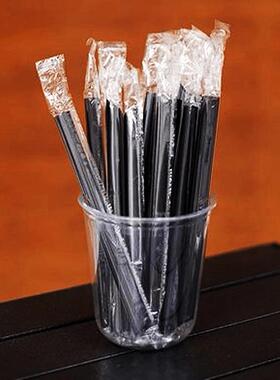 黑色奶茶细吸管一次性果汁饮料咖啡吸管独立包装塑料管食品级