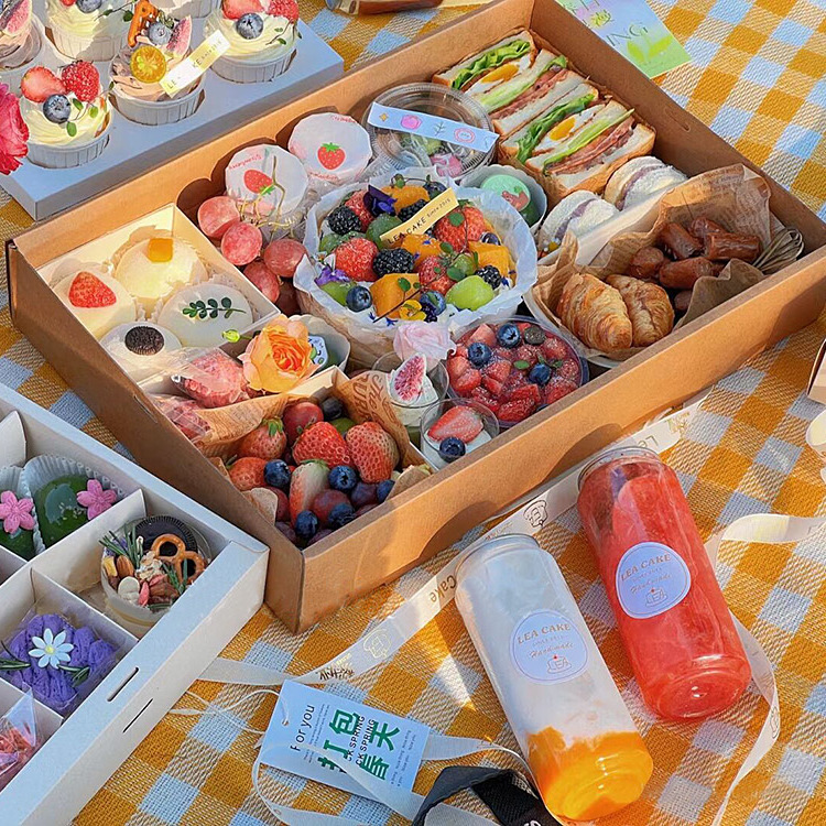 一次性打包盒长方形牛皮纸加厚