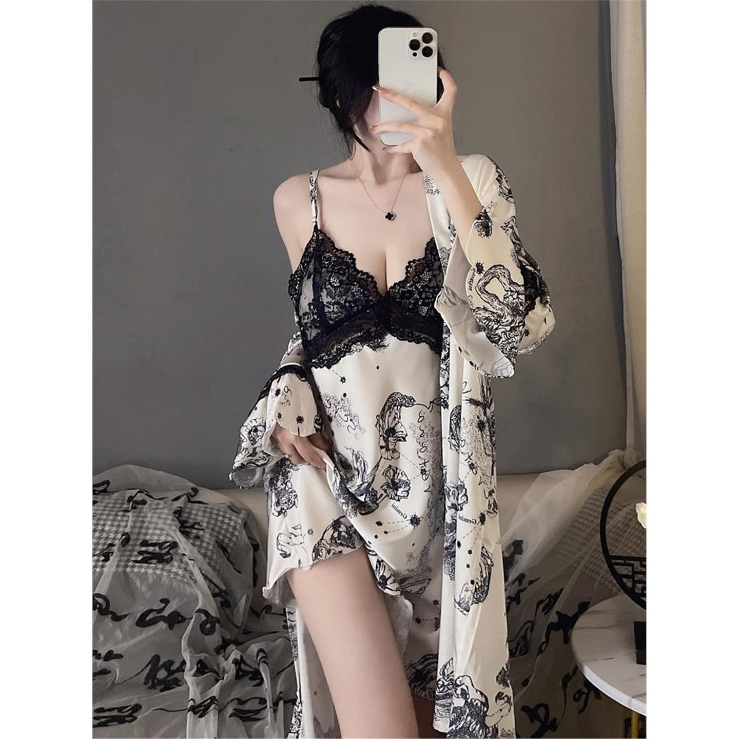 带胸垫睡衣女薄款露背性感吊带图片