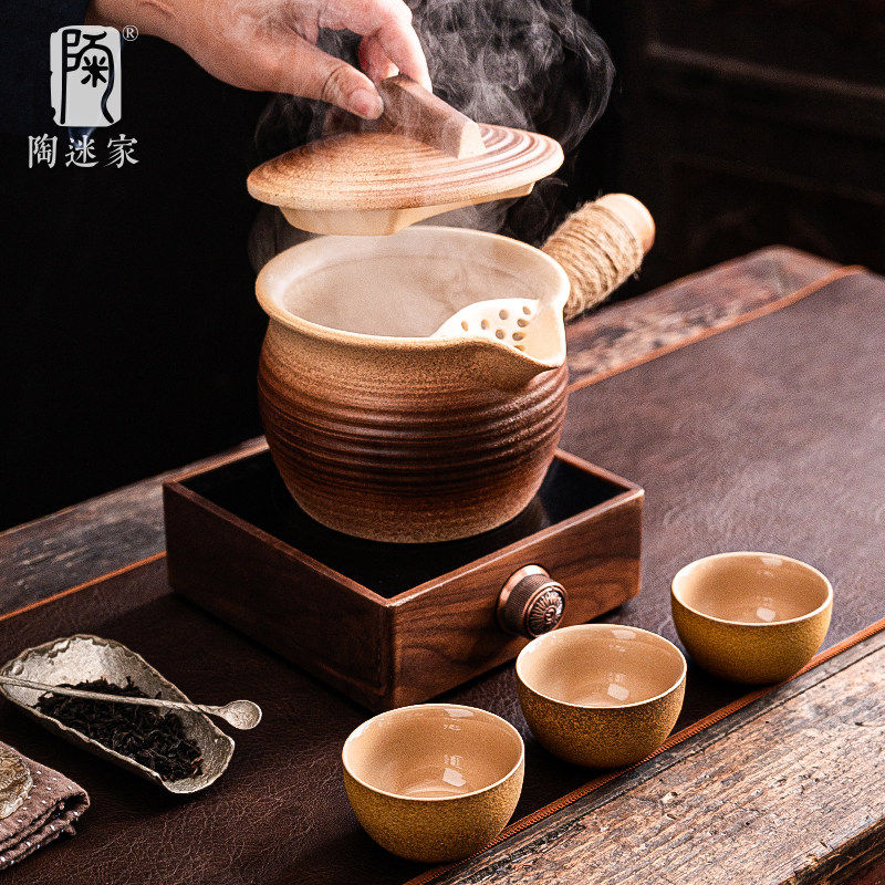1200ML超大容量罐罐茶壶明火碳炉熬药罐围炉煮茶烤奶茶土陶壶