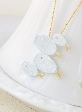 时尚可爱小鱼群手工拉丝银项坠