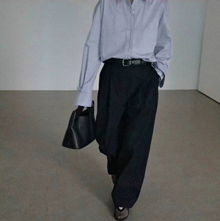 Masculine韩国东大门设计师黑色高腰百搭高级感休闲裤西装裤