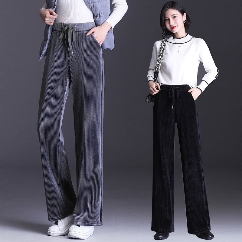 灯芯绒阔腿裤加绒加厚