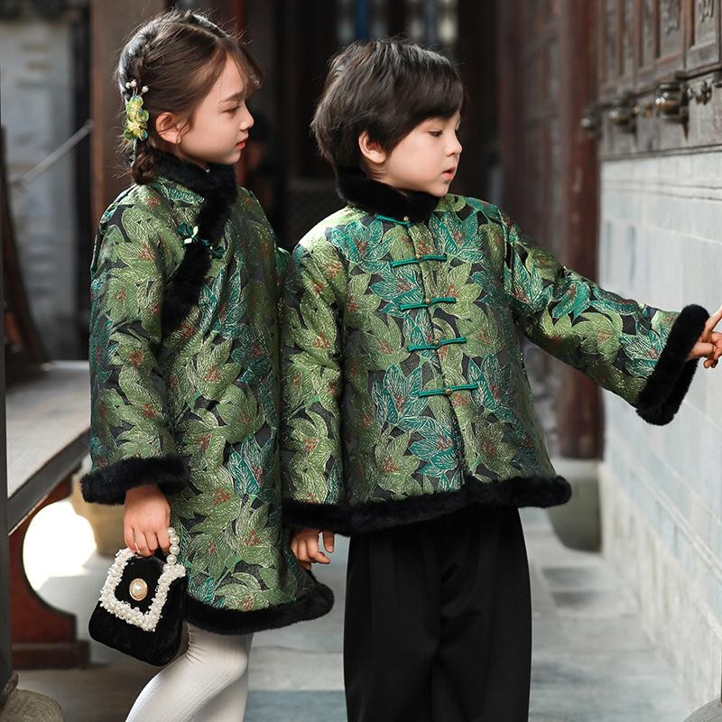 冬季儿童拜年服男女童加厚唐装兄妹装旗袍棉衣姐弟同款汉服外套