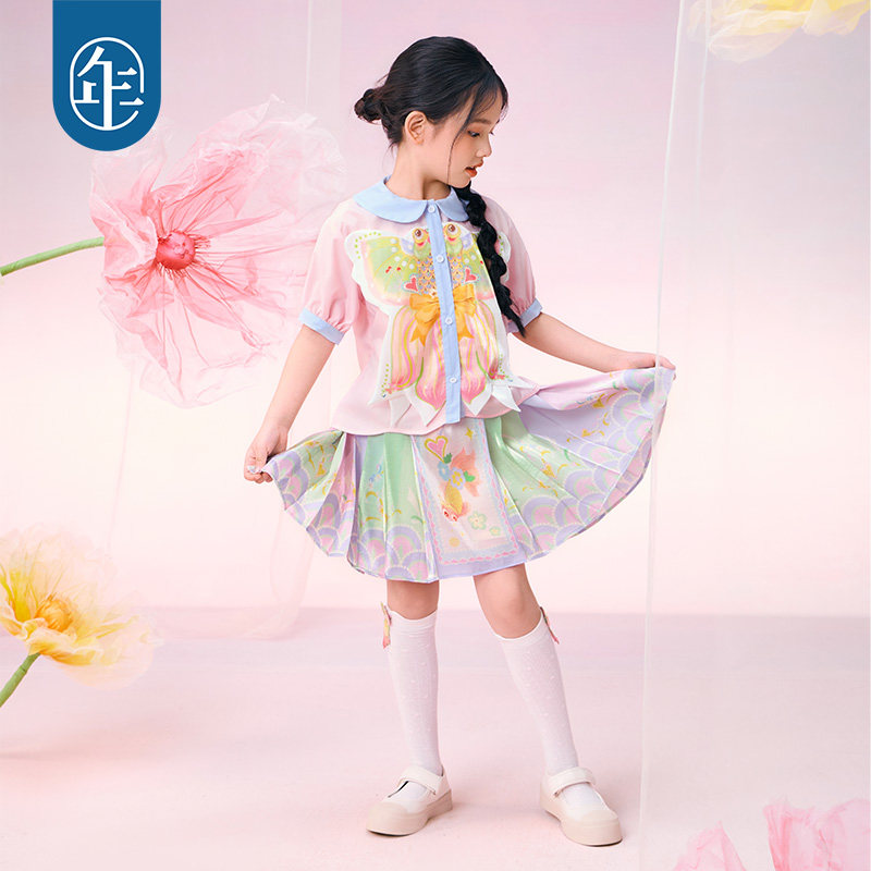 【加V给优惠】年衣新中式女童马面裙套装马甲衬衫古装汉服唐装