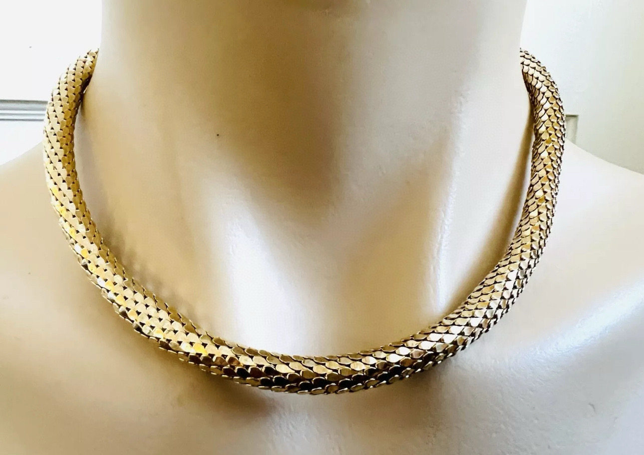 中古925银鎏金灵蛇鱼鳞纹编织立体项链,饰品/流行首饰/时尚饰品新,银饰项链,淘宝优惠券,粉丝福利购,淘宝优惠卷