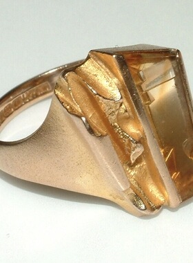 芬兰lapponia 14k金黄水晶雕塑感戒指订金链接 实价请私询