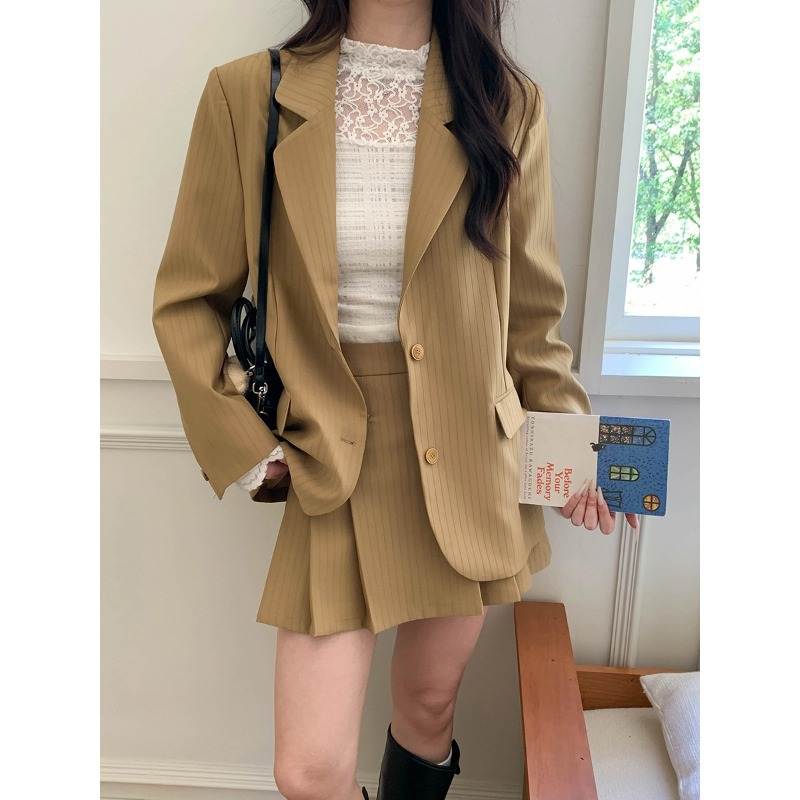 韩版高级2025 都市限定 英伦学院风西装外套半身裙套装时尚套装女