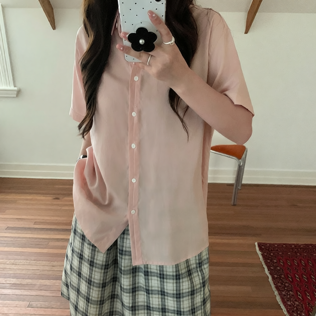 韩版高级十三行夏季通勤韩系ins百搭短袖开衫衬衣女2798衬衫2026