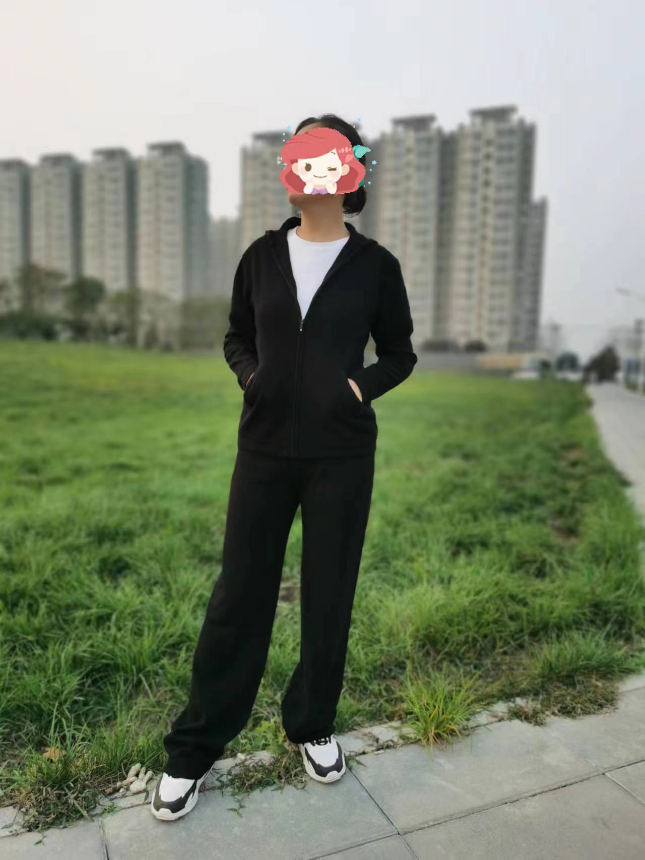 颐然高端100%羊绒女士运动套装出口意大利订单拉链开衫休闲运动裤