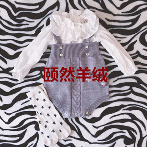 宝宝婴幼儿童三角爬爬服连体裤针织背带短裤子6-36个月大PP裤面包