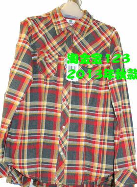 texwood萍果2013年秋款女长袖格子衬衫9619421A RDO 清仓