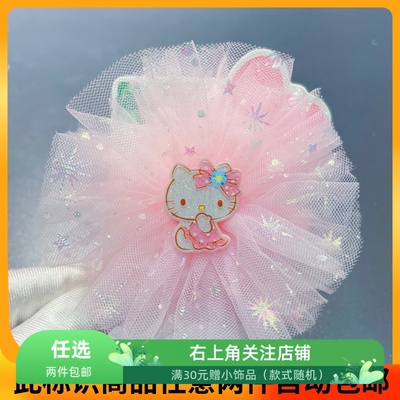 KT猫发夹绢纱公主蝴蝶结发卡边夹