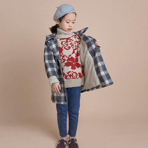 大翻领加绒加厚英伦双排扣外套