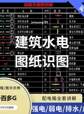建筑水电图纸识图视频教程安装工程给排水强弱电气施工艺讲解教学