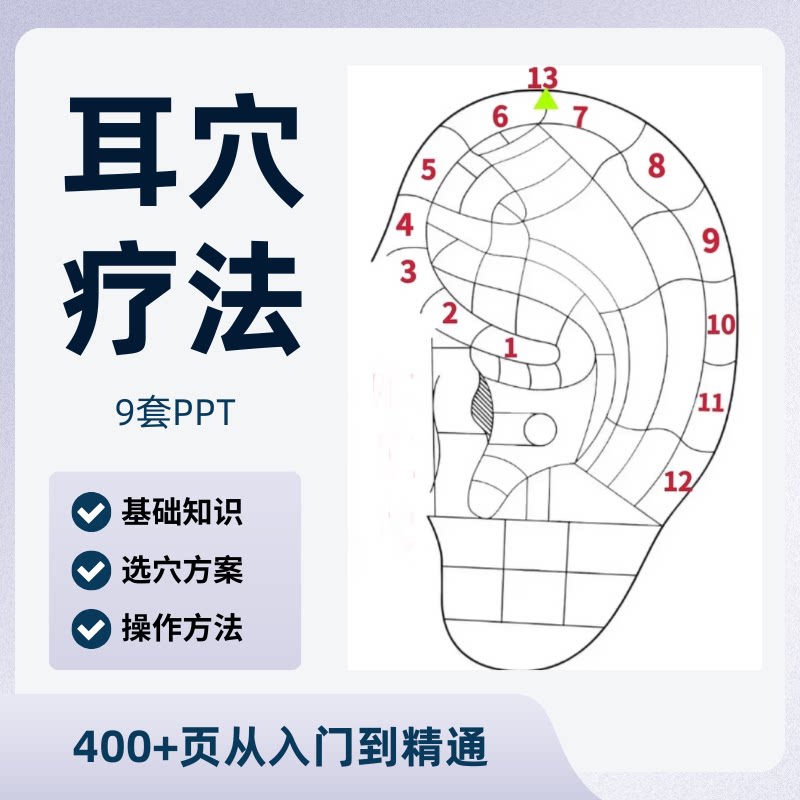 耳穴疗法PPT课件操作方法培训耳朵穴位常见病中医取穴压豆贴压法