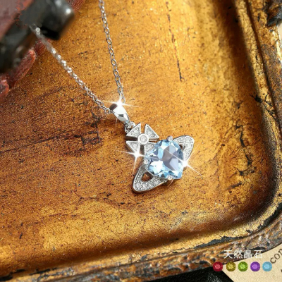 水晶石西太后项坠天然石土星高级设计感项链女s925纯银小众锁骨链