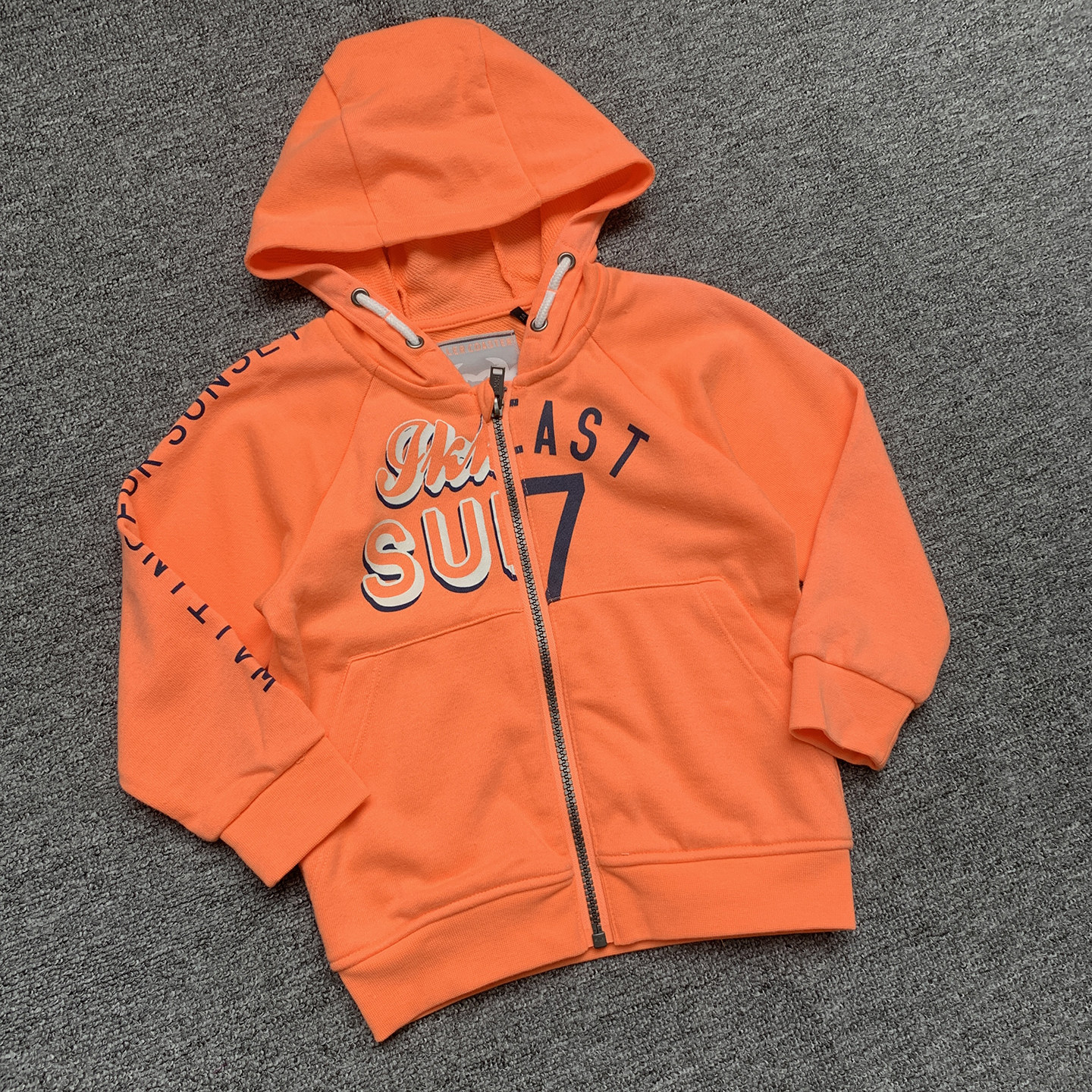 法单纯原儿童男孩小童重工字母印花连帽拉链衫运动卫衣外套2-8岁